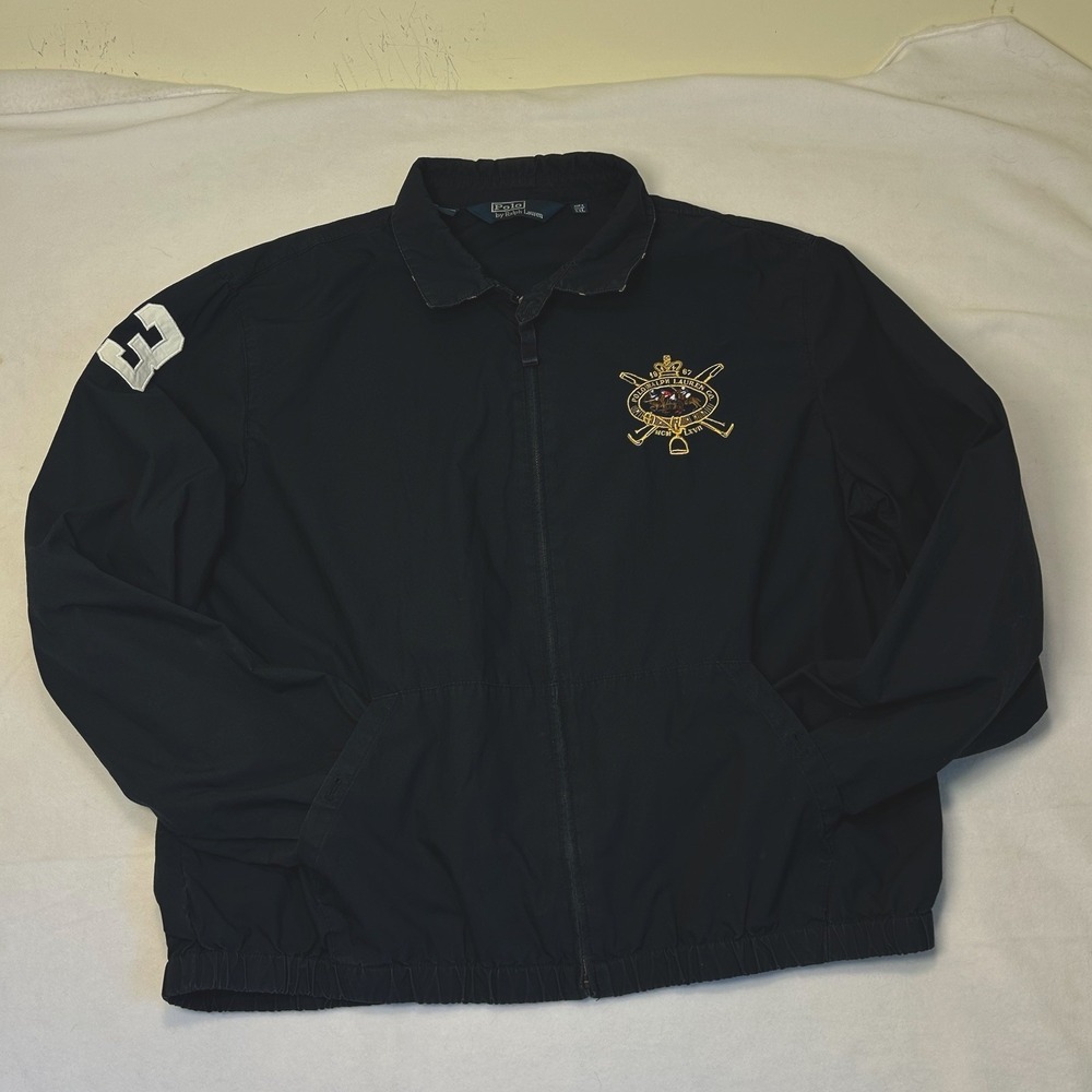 Vintage Polo Ralph Lauren Jacket Men XXL Navy Equestrian Gold Crest, 3 On Sleeve - Picture 11 of 13